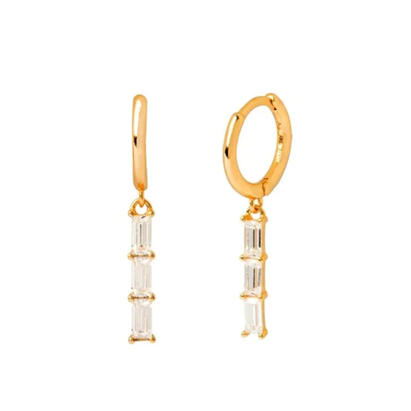 Synthetic Gems Drop Hoop Earrings