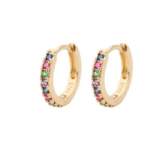 Synthetic Gems Drop Hoop Earrings