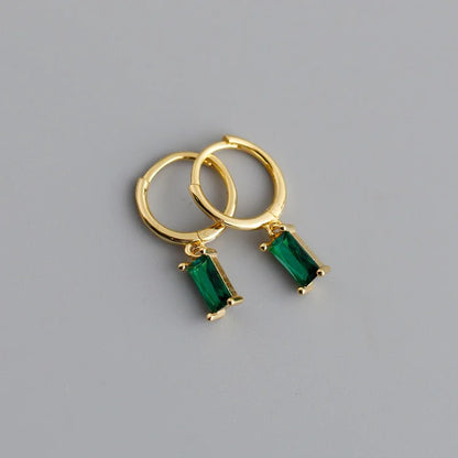 Synthetic Gems Drop Hoop Earrings