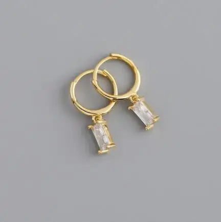 Synthetic Gems Drop Hoop Earrings