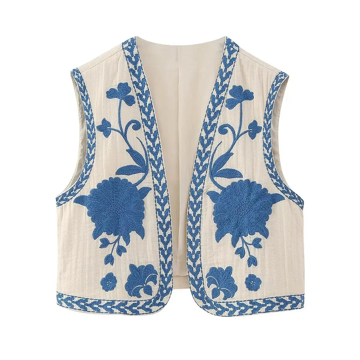 Vintage Flower Embroidered Vest Women