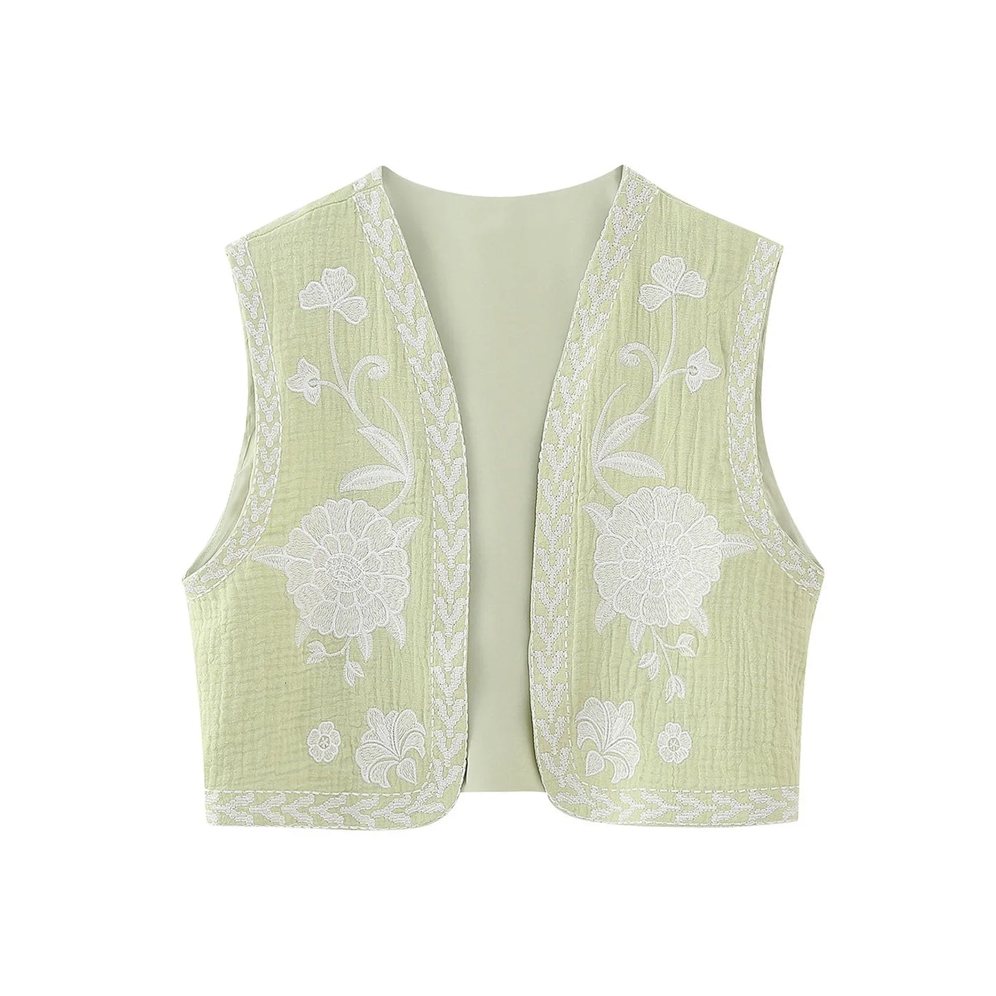 Vintage Flower Embroidered Vest Women