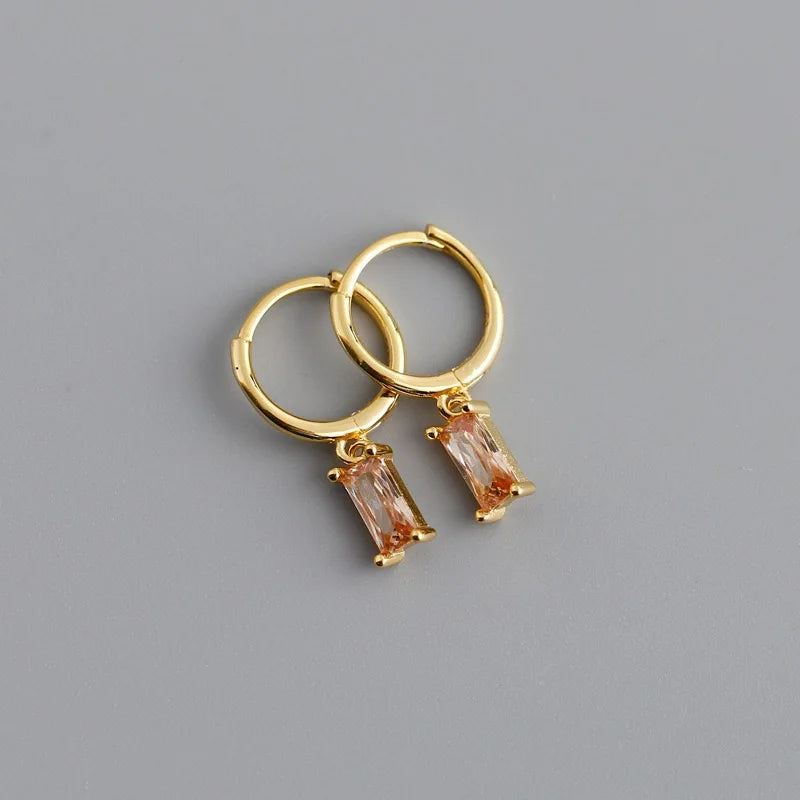 Synthetic Gems Drop Hoop Earrings