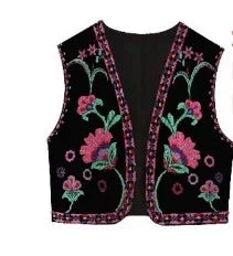 Vintage Flower Embroidered Vest Women