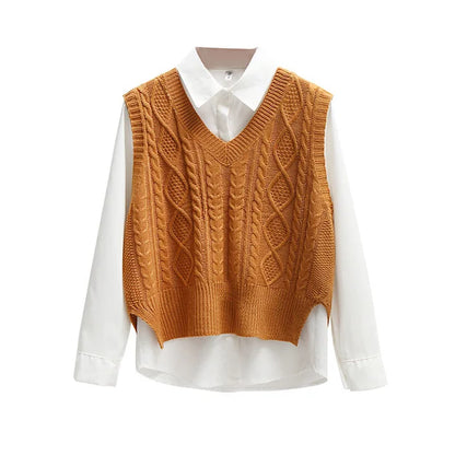 Sleeveless Knitted V Neck Pullovers