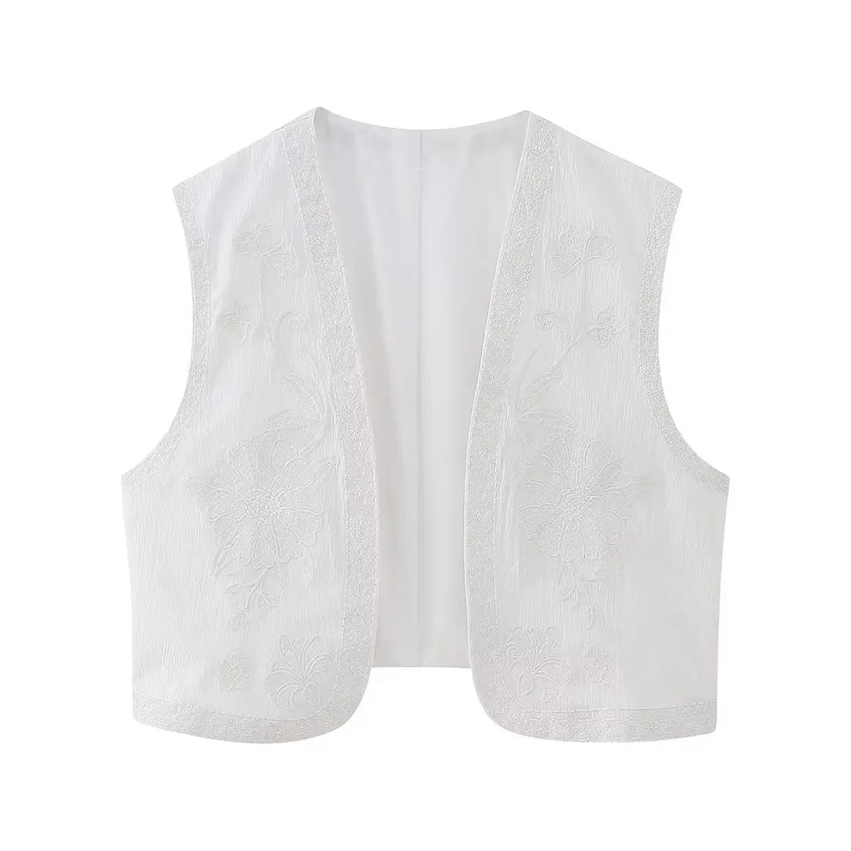 Vintage Flower Embroidered Vest Women