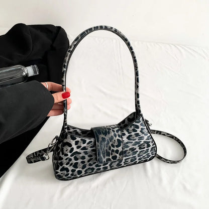 French Style Underarm Leopard Handbag