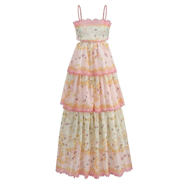 French Floral Suspender Dress - Women's Summer Style